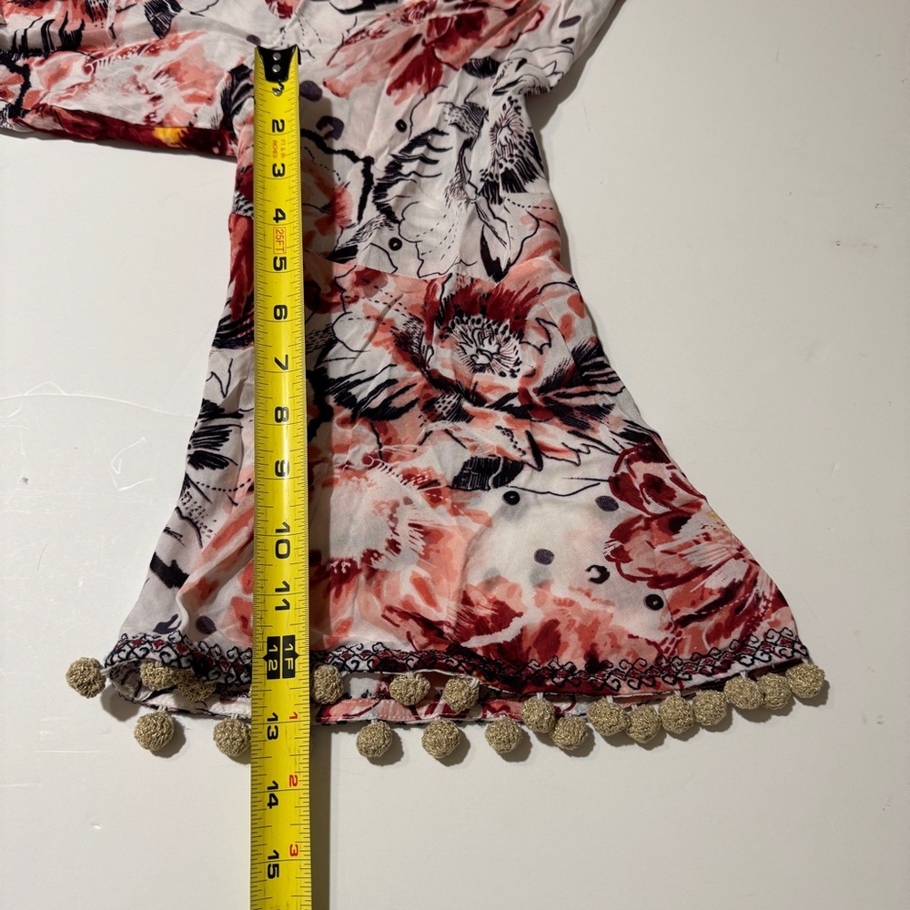 - Soft Surroundings Red and Pink Embellished Bell Sleeve Blouse casual boho - Picture 7 of 15